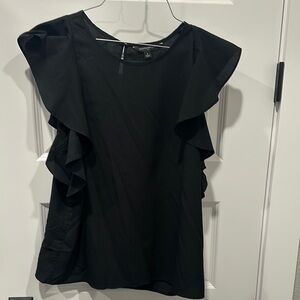 Banana Republic Black Ruffled Flutter Sleeve Blouse